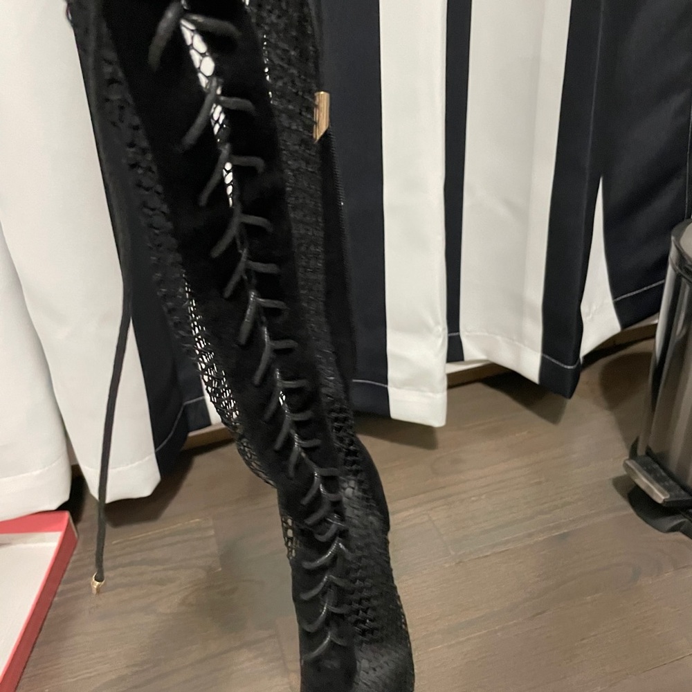 Mesh See Through Knee Boot - Picture 5 of 10